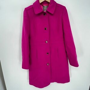 J Crew Double Cloth Italian Wool Lady Day Thinsulate Top Coat 10 Fuschia Heavy